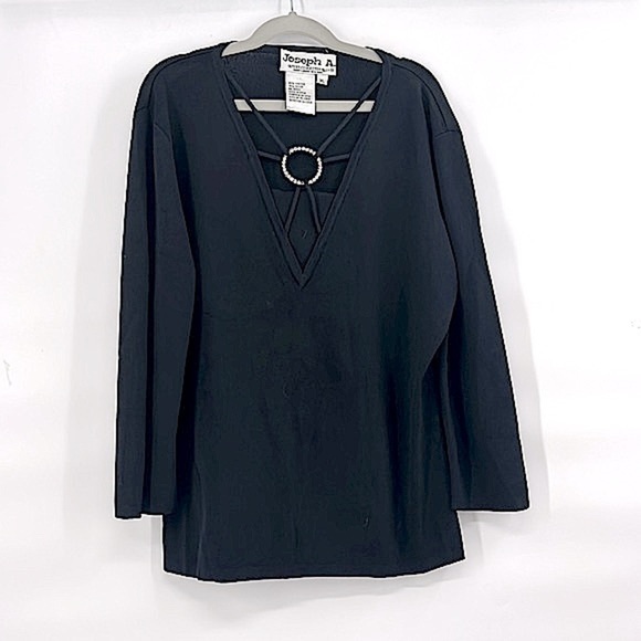Vintage Y2K black stretchy top bling size XL - Picture 1 of 6
